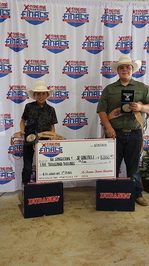 Tuf Singleton and JR Gonzalez claimed first place in the #7.5 ShootOut at the Xtreme Team Roping Finals with a 35.87 on three, winning $5,000. | X-Treme Team Roping