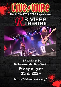 Friday, August 23rd the nation's definitive AC/DC Experience LIVEWIRE returns to the West Herr Riviera Theatre in North Tonawanda, New York! Come on out and get electrified with the power of AC/DC all night long!⚡⚡⚡ RSVP: https://www.facebook.com/events/732814788911694 Tickets: https://rivieratheatre.org/event/live-wire/ #acdc #acdcexperience #livewire #acdctribute #acdcfans #acdcfamily #northtonawanda #ntonawanda #tonawanda #buffalo #buffalony #niagra #niagrany #niagrafalls #classicrock #tribut