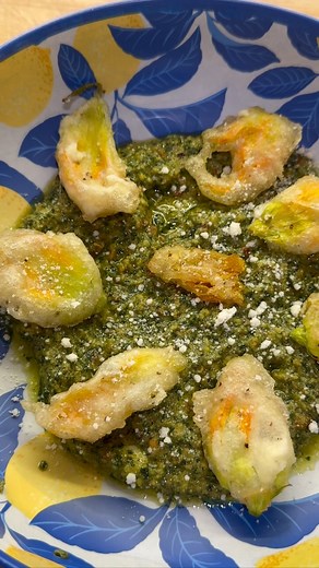 Yard to table🤭: Ricotta stuffed zucchini flowers / #homemade pistachio pesto ✨ #recipes #cooking #foodie #recipe #vlog #love #garden #explore #explorepage✨ #momlife | Leah’s Cucina