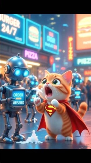 Super cat 🐱 vs robo 🤖 #funnyshorts #cartoon #ytshorts #shortsvideo