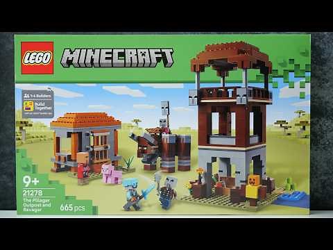 LEGO Minecraft 21278 The Pillager Outpost and Ravager - LEGO Speed Build Review