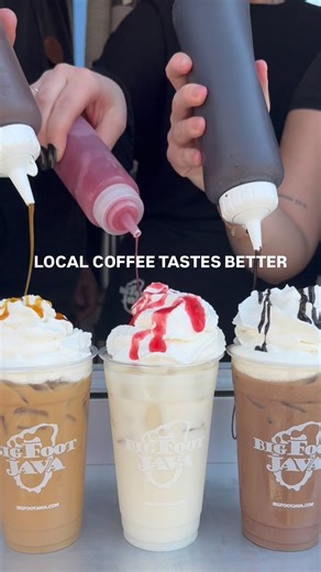 BigFoot Java on Instagram: "We’re offering a FREE extra shot of espresso all day long!☕️Happy National Drive Thru Day, come celebrate with us 🚗🫶🏻 🧡Iced Caramel Latte w/ whip & caramel drizzle 🤍White on White Iced Mocha w/ whip & strawberry drizzle 🤎Iced Mocha w/ whip & chocolate drizzle . #bigfootjava #bigfootjavacoffee #redbull #icedlatte #icedmocha #icedcoffee #pnwcoffee #washington #pnw #pacificnorthwest #seattle #localcoffee #drivethrucoffee #drivethruday #auburn #puyallup #tacoma #oly