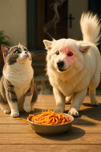 😂 Dog Returns for Pasta… But This Time It’s SPICY! 🔥🍝 Funniest Reaction Ever #shorts #cat #dog
