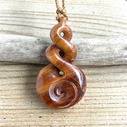 Large Himalayan Yew Wood Infinity Pikorua Double Twist & Koru Pendant Necklace 60mm, Taxus Wallichiana (HY313P) - Etsy