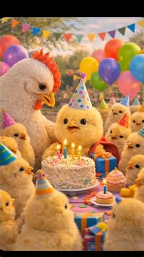Baby Chick’s Birthday Celebration with Mommy and Friends🐥🎉