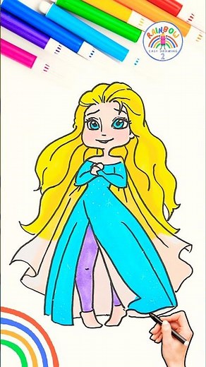 Elsa FROZEN | Draw Elsa FROZEN Easy Tutorial 🌈👸🏼 #disney #FROZEN #princess #elsa #shorts