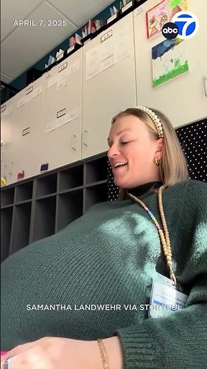 Adorable reaction to teacher's baby kicking