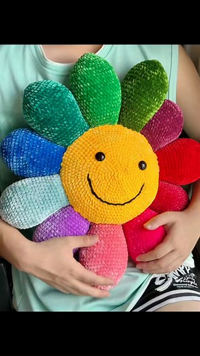 150K views · 2.7K reactions | It only took a few days to crochet this rainbow flower pillow ✨ #crochet #crocheting #homemade #craft #fyp #crochetaddiction #crocheter #crochetflower #flower #flowers #pillow #flowerpillow #pillows #crochetpillow #daisy #crochetdaisy #diy #Rainbow | Crochet Creator | Facebook