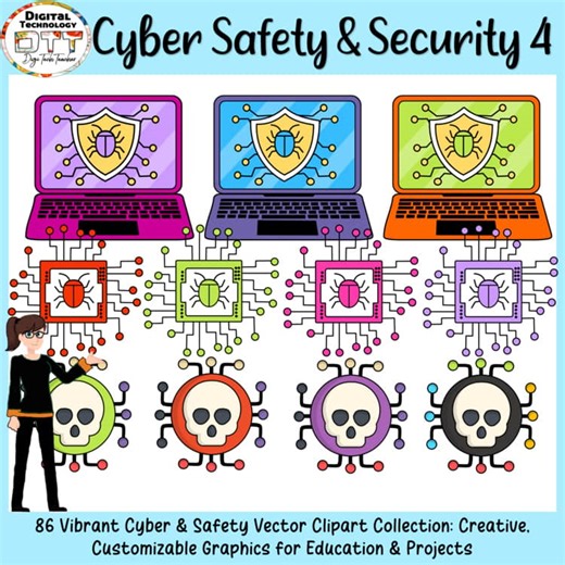 Computer Safety & Security 4 Clip Art, Cyber Safety Clip Art, Technology ClipArt