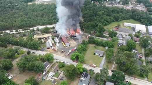Fire erupts at recycling warehouse in Millville, New Jersey