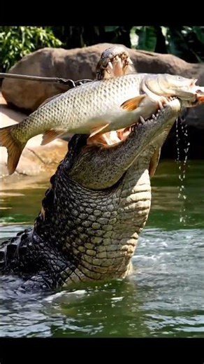 Crocodile vs Fish 🐊 | Amazing Feeding Reaction #animals #wildlife #naturelovers #nature #cute #zoo
