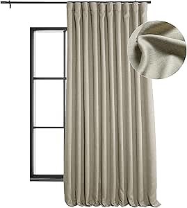 HPD Half Price Drapes - Faux Linen Curtains for Living Room (1 Panel) - 100W X 84L - Extra Wide Textured Room Darkening Curtains for Bedroom 84 Inches Long - Drapes for Home Decor, Oatmeal