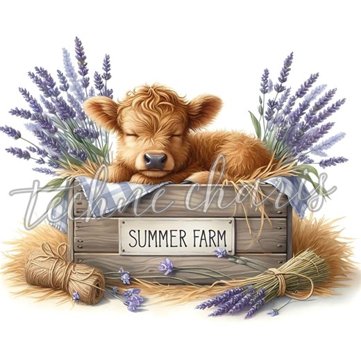 Baby Highland Cow Clipart | Rustic Farm Animal Graphics, 10 Jpgs - Etsy Australia