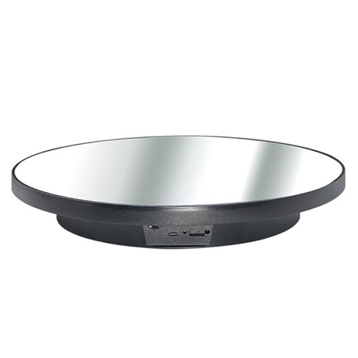 [$19.26] Multi-Purpose Mirror Electric Rotating Disc Battery / USB Powered Photography Live Display Stand, Size: 40cm(Black)