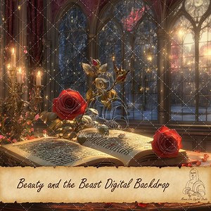 Beauty and the Beast Digital Backdrop, Princess Backdrop, Fairytale Photography Composite, Open Book, Children Photo Manipulation - Etsy