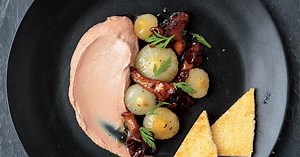 Duck Liver Mousse With Cipolline Onions and Mushrooms