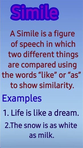 Definition of Simile figure of speech #englishlanguage