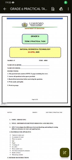 Grade 4 Natural Science and Technology Practical Task 2025