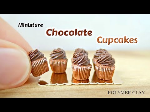 Miniature Simple Chocolate Cupcakes - Polymer Clay Tutorial