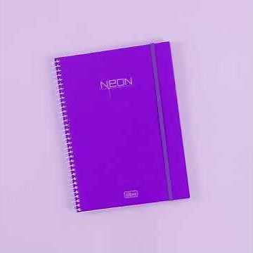 Caderno Espiral Capa Plástica Universitário Neon