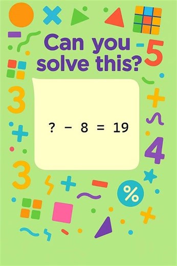 Fun Subtraction Puzzle for Kids! ? - 8 = 19