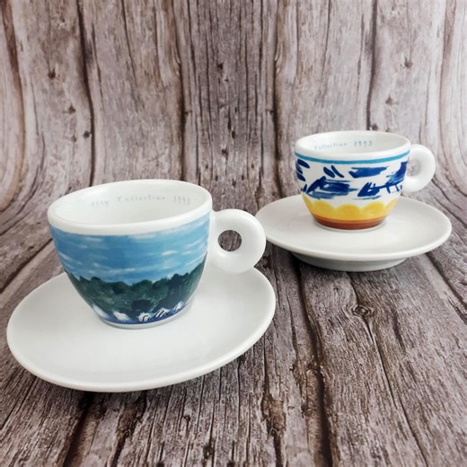 Coppia Tazzine Illy Art Collection 1993 Simone Meentzen Richard Ginori Con Piattini | Prima Collezione Illy Vintage - Etsy