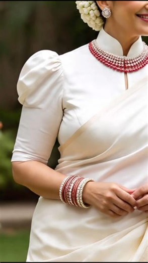 Elbow Length Puff Sleeves blouse design #2026 #trending #blouse