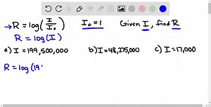 SOLVED:In Exercises 63 and 64, use the Richter scale R = logII0 for measuring the magnitudes of earthquakes. Find the magnitude R of each earthquake of intensity I (let I0 = 1) . (a) I = 199,500,000 (b) I = 48,275,000 (c) I = 17,000