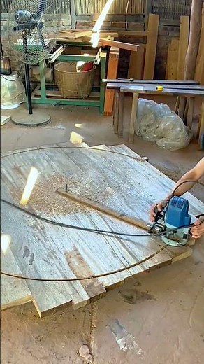 Master Carpenter Using Router Machine to Craft a Solid Wood Round Table | Amazing Woodworking Skills