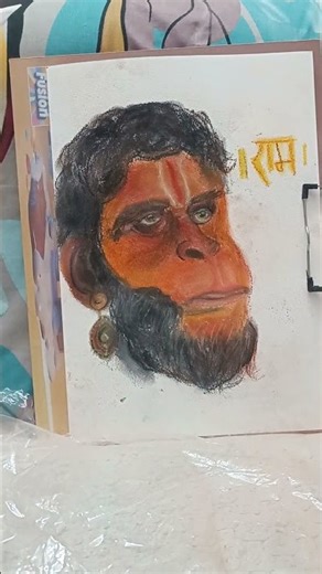 Using fixative on Hanuman Ji soft pastel drawing