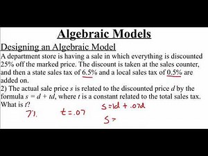 1.1.2 Algebraic Models
