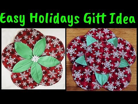 How To Make Folded Flower Table Topper, Centerpiece - Placemat / Easy Folded Fabric Flower Mat (#5)
