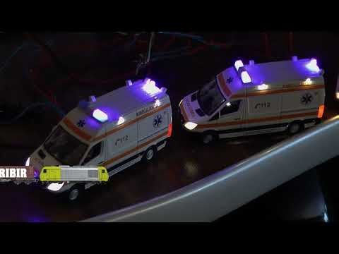 Flashing lights beacons Emrgency Vehicles Effects Diorama. Ambulances, Police, Paramedics in action