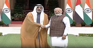 PM Modi Meets Abu Dhabi Crown Prince At Hyderabad House in Delhi