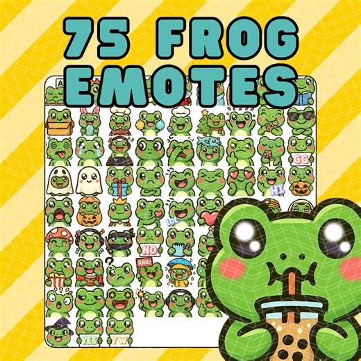 75 Frog Twitch & Discord Emote Pack – Cute Frog Pngs – Kawaii Streaming Emotes – Digital Download 300 DPI - Etsy