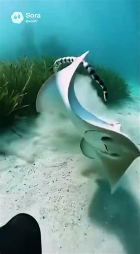 Stingray vs Sea Snake Violent Ambush Twist – Diver POV