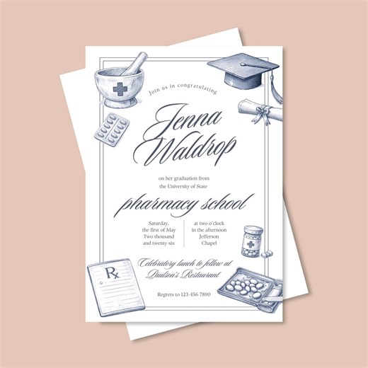 Editable Pharmacy School Graduation Invitation Template | Pharmacist Grad Party Invite Canva | Pharmd Graduation Announcement Printable - Etsy