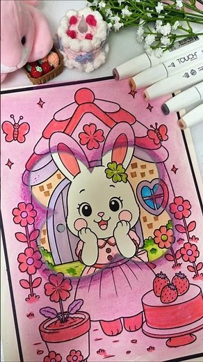 Cute Bunny Coloring 🐰🌸 | 네잎클로버 토끼 그리기미술 드로잉교재/무료도안 만들기, 데일리 미술활동 ,쉽게 그리는 그림 레시피