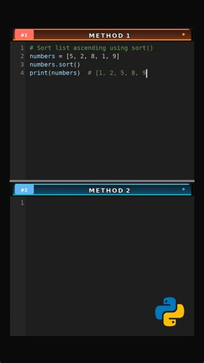 Sort List Ascending via 2 Methods #sort