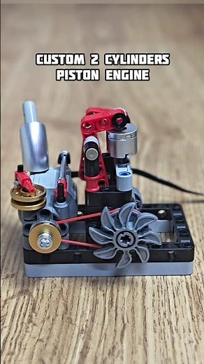 Custom 2 Cylinders Piston Engine #lego #legotechnic #mechanical #legoengine