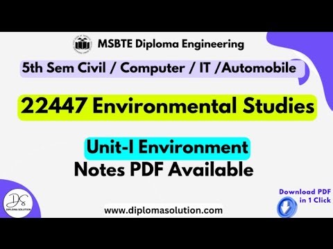 22447 Environmental Studies Notes PDF | MSBTE Diploma Engineering 5 Semester All Unit Notes PDF🤩