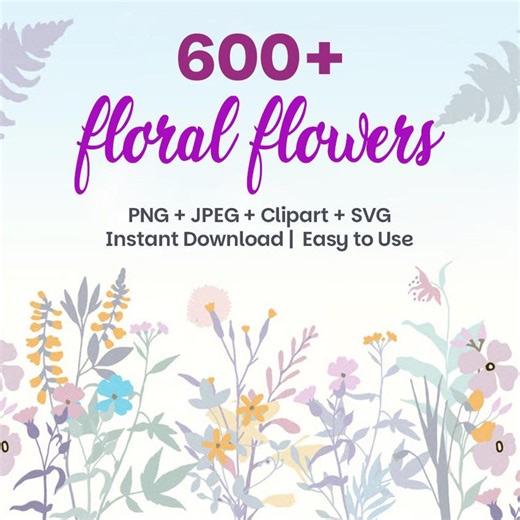 Watercolor Floral Clipart Bundle | 600  Flower PNG Graphics (digital Download) - Etsy