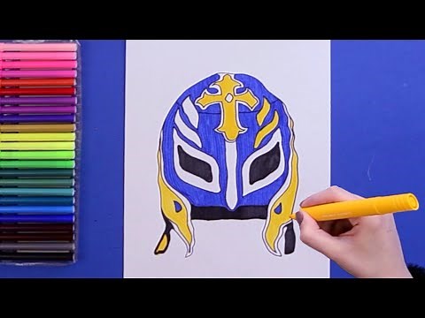 How to draw Rey Mysterio face mask (WWE)