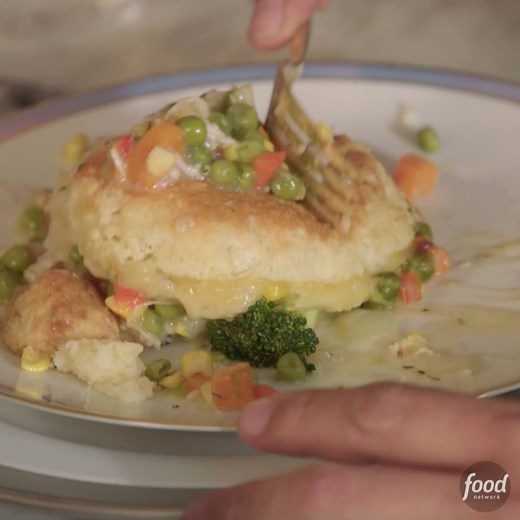 Buttery homemade biscuits top this super-easy turkey pot pie! Watch Gesine BP on #BakedinVermont Saturdays > @ 12:30|11:30c. | Food Network