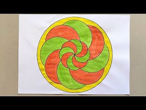 Spiral Geometric Pattern || How to Draw Geometric Spiral Pattern || Spiral Geometric Circle Pattern