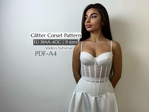 Glitter Longline Wedding Corset PDF Pattern, Classic Easy Bride Corset. Womens Patterns Sewing Video Tutorial - Etsy