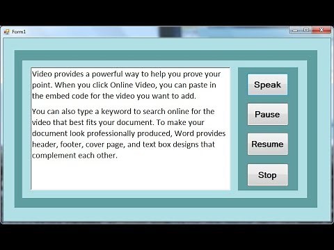 How to Convert Text to Speech or Pause, Resume and Stop the Text in C#