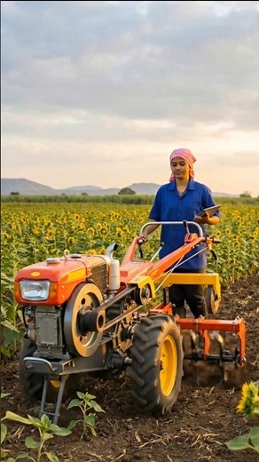 "Farming Made Easy | Power Tiller Cultivation in Sunflower Field"