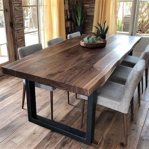 Handmade Rustic Walnut Solid Wood Dining Custom Modern Artisan Table - Etsy