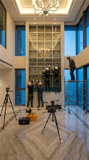 Incredible Home Upgrade: Giant Aquarium Wall Build #shortsfeed #viralvideo #shortsvideo #shorts